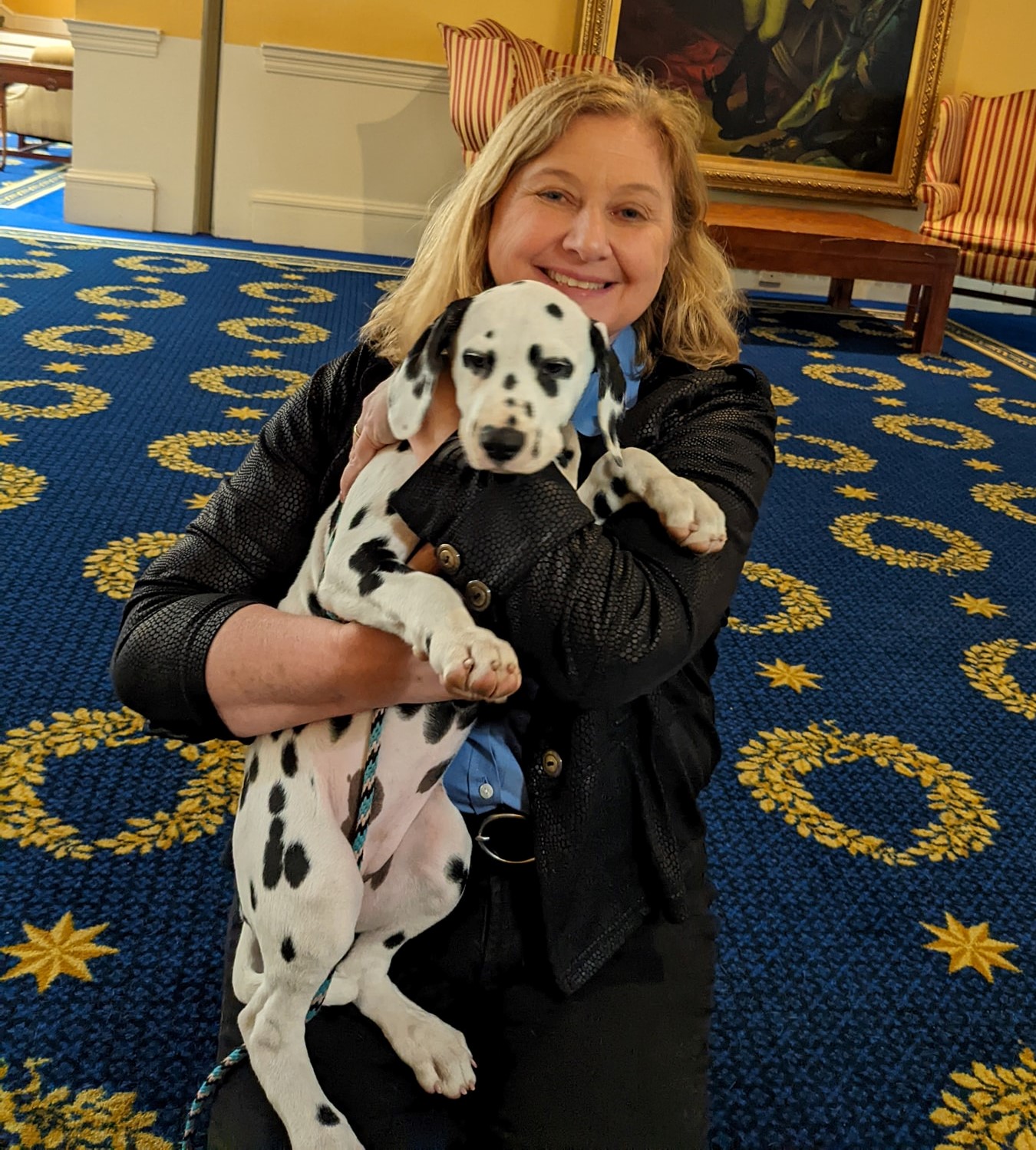 Jennifer MacLeay with Dalmatian puppy